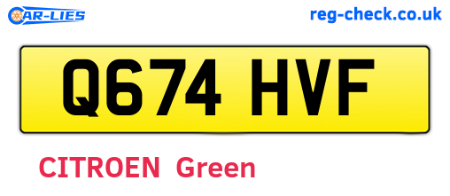 Q674HVF are the vehicle registration plates.
