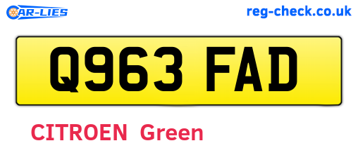 Q963FAD are the vehicle registration plates.