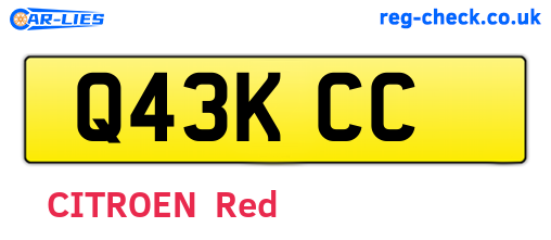 Q43KCC are the vehicle registration plates.