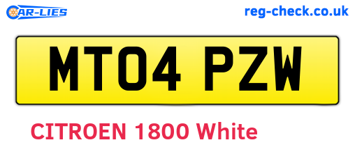 MT04PZW are the vehicle registration plates.
