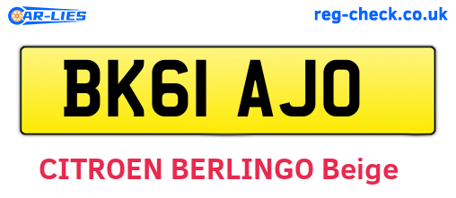 BK61AJO are the vehicle registration plates.