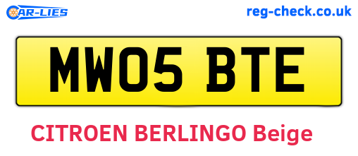 MW05BTE are the vehicle registration plates.