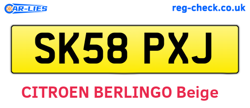 SK58PXJ are the vehicle registration plates.
