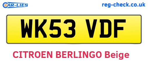 WK53VDF are the vehicle registration plates.