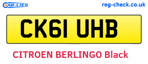 CK61UHB are the vehicle registration plates.