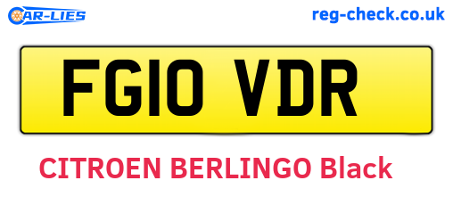 FG10VDR are the vehicle registration plates.