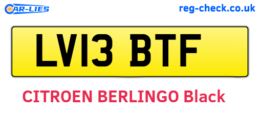 LV13BTF are the vehicle registration plates.