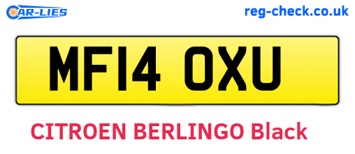 MF14OXU are the vehicle registration plates.