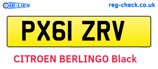 PX61ZRV are the vehicle registration plates.