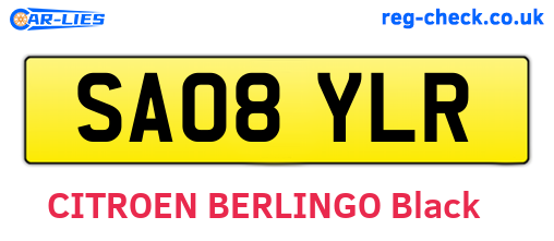 SA08YLR are the vehicle registration plates.