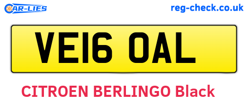 VE16OAL are the vehicle registration plates.