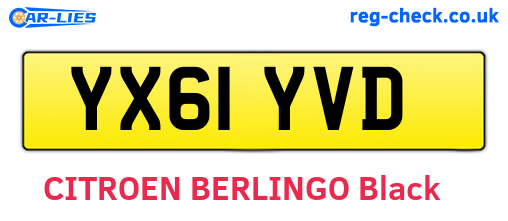 YX61YVD are the vehicle registration plates.