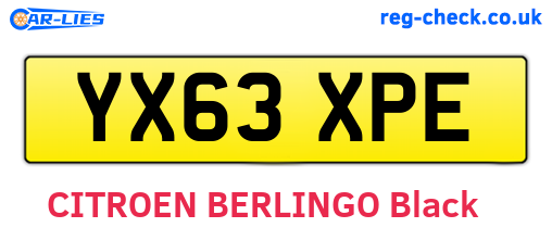 YX63XPE are the vehicle registration plates.