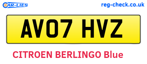 AV07HVZ are the vehicle registration plates.