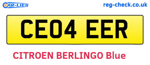 CE04EER are the vehicle registration plates.
