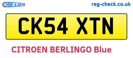 CK54XTN are the vehicle registration plates.