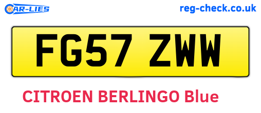 FG57ZWW are the vehicle registration plates.