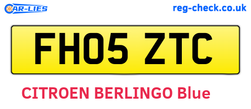 FH05ZTC are the vehicle registration plates.