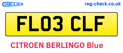 FL03CLF are the vehicle registration plates.