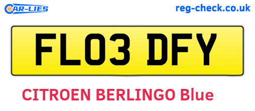 FL03DFY are the vehicle registration plates.