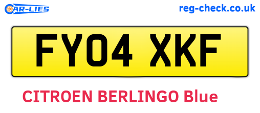 FY04XKF are the vehicle registration plates.