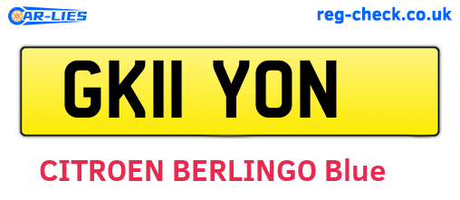 GK11YON are the vehicle registration plates.