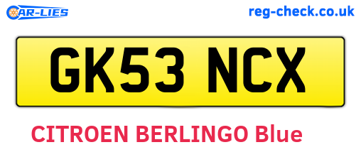 GK53NCX are the vehicle registration plates.