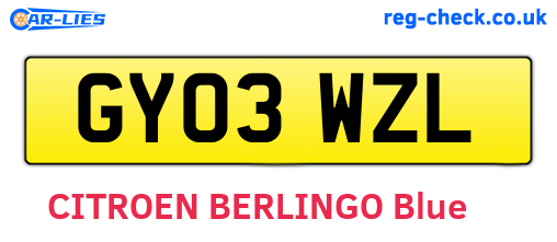 GY03WZL are the vehicle registration plates.