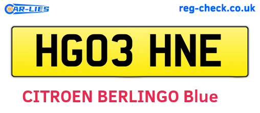 HG03HNE are the vehicle registration plates.
