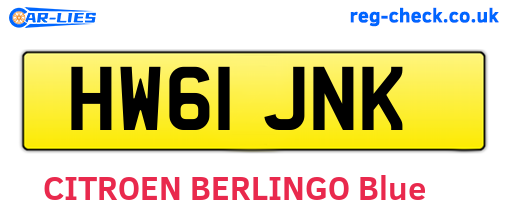 HW61JNK are the vehicle registration plates.