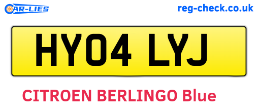 HY04LYJ are the vehicle registration plates.