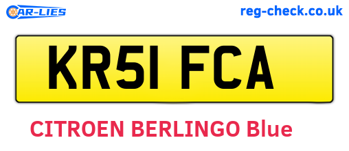 KR51FCA are the vehicle registration plates.