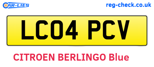 LC04PCV are the vehicle registration plates.