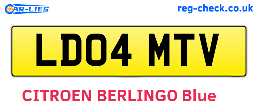 LD04MTV are the vehicle registration plates.