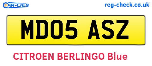 MD05ASZ are the vehicle registration plates.