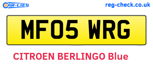 MF05WRG are the vehicle registration plates.