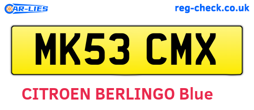 MK53CMX are the vehicle registration plates.