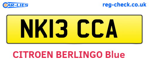 NK13CCA are the vehicle registration plates.