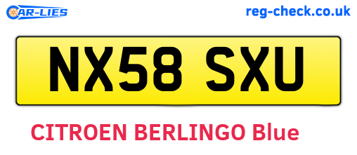 NX58SXU are the vehicle registration plates.