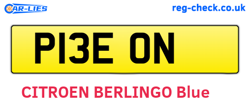 P13EON are the vehicle registration plates.