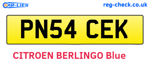 PN54CEK are the vehicle registration plates.