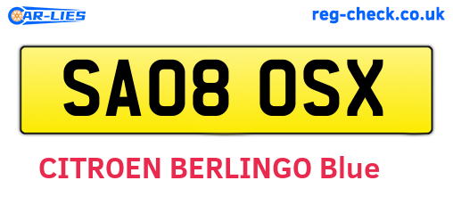 SA08OSX are the vehicle registration plates.