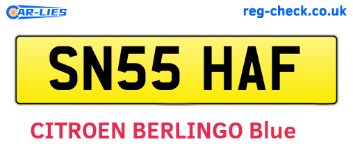 SN55HAF are the vehicle registration plates.