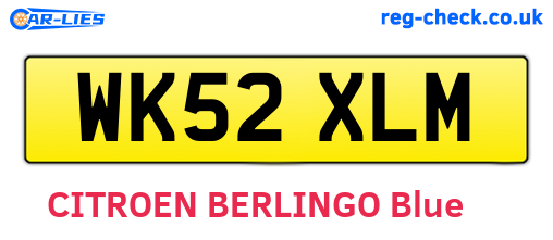 WK52XLM are the vehicle registration plates.