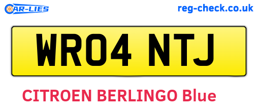 WR04NTJ are the vehicle registration plates.