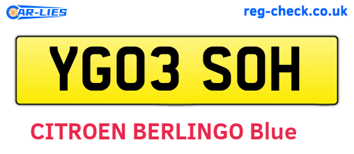 YG03SOH are the vehicle registration plates.