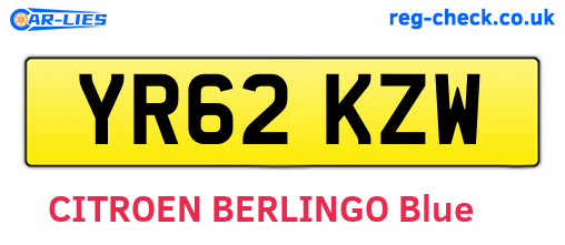 YR62KZW are the vehicle registration plates.