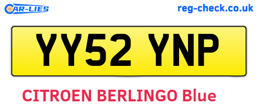 YY52YNP are the vehicle registration plates.
