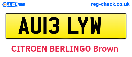 AU13LYW are the vehicle registration plates.