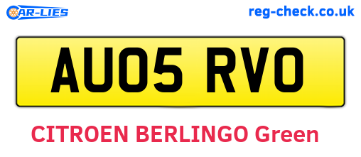 AU05RVO are the vehicle registration plates.
